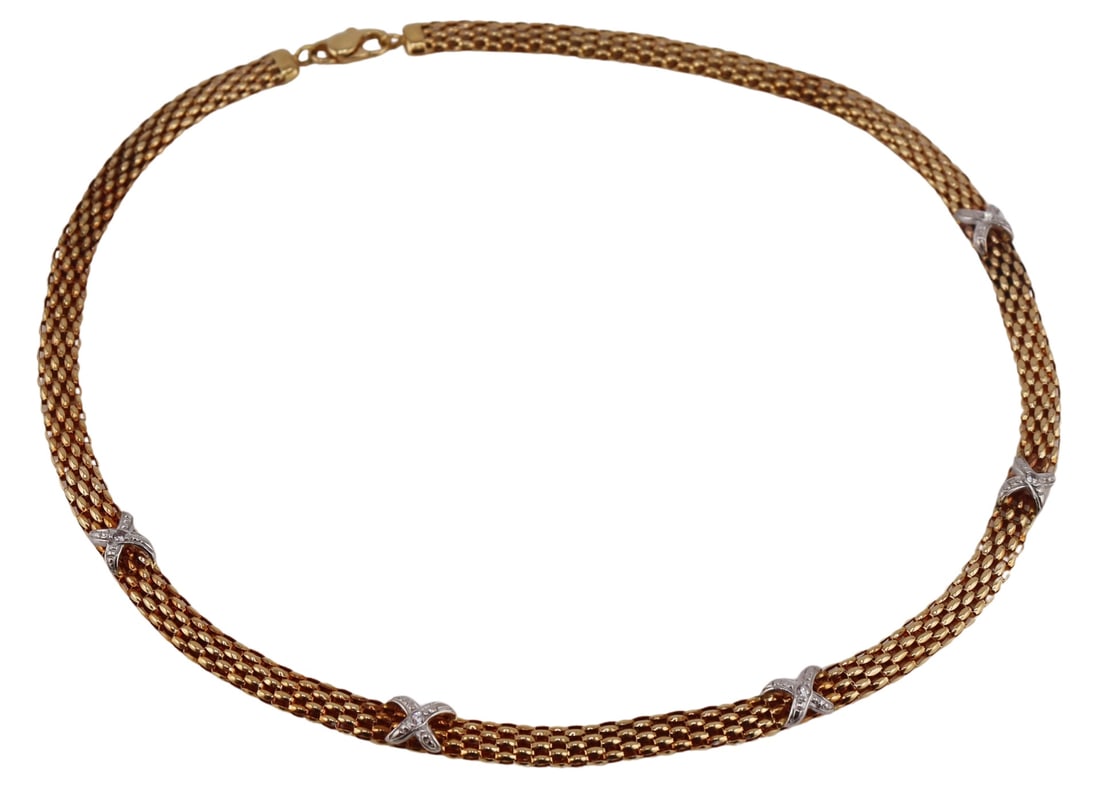 JEWELRY. Italian 18kt Gold and Diamond Necklace. (1 of 7)