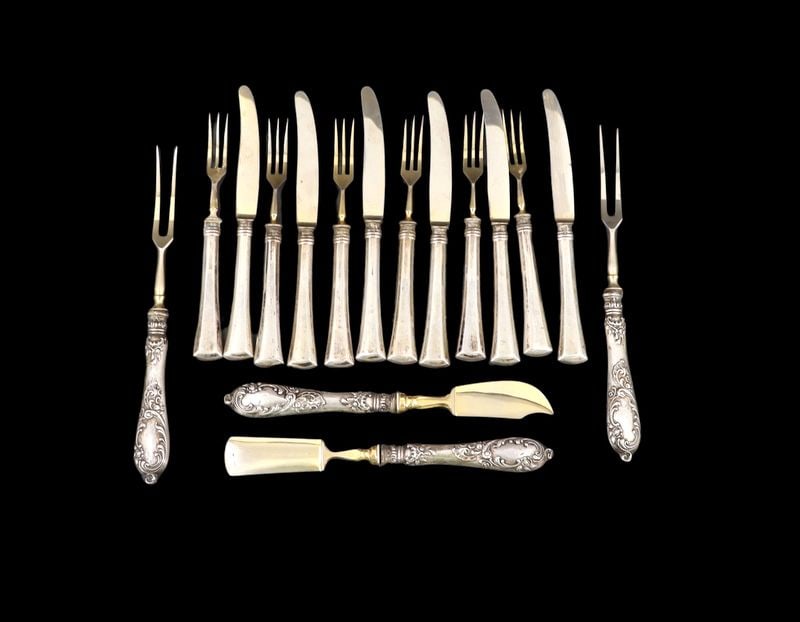 SILVER. Assorted Continental .800 Silver Flatware. - 18