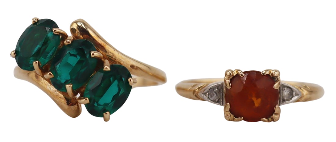 JEWELRY. (2) Vintage 10kt Gold and Gem Rings. (1 of 10)