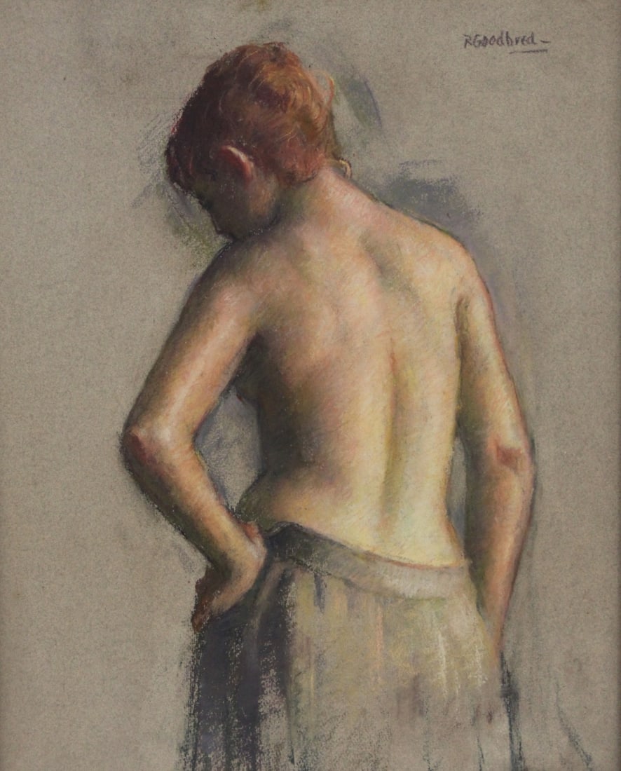RAY EDWARD GOODBRED (USA 1929 - 2011): Nude, watercolor signed upper rt. From a Harrison, NY estate. - Dimensions: 14" x 11" & frame: 21" x 24"