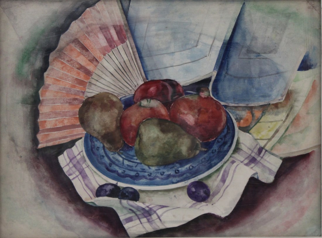 UNSIGNED Watercolor Still Life Painting.: Watercolor, still life of fruit. Apparently unsigned, framed behind glass. From a Harrison NY estate. - Dimensions: 14" x 19" & Frame: 20" x 25"