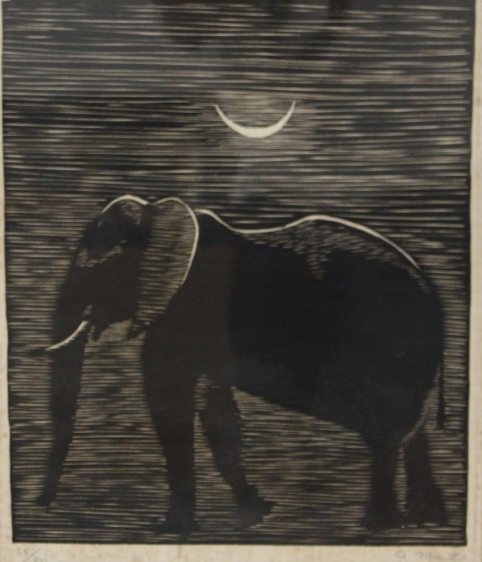 GERHARD MARCKS Signed & Numbered Print: "Afrikani". Signed and numbered 35 / 50. From a Harrison NY estate. - Dimensions: 15" x 12" & 21" x 18"