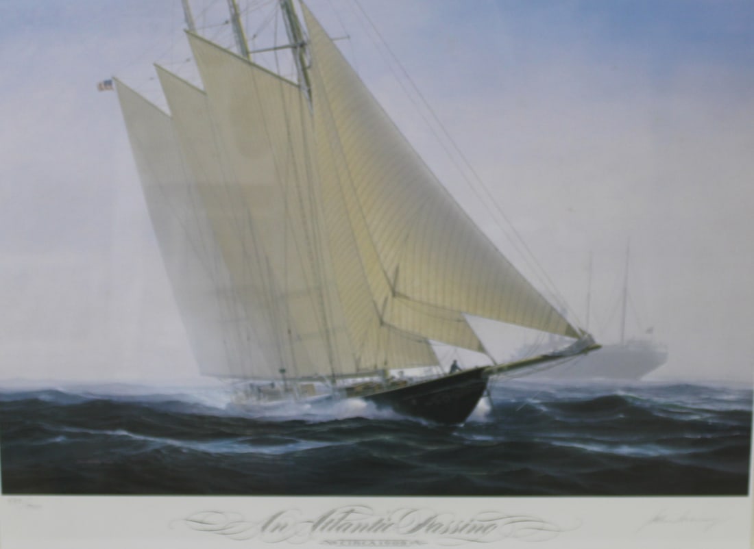 JOHN MECRAY Framed Pencil Signed & Numbered: Atlantic Passing. Print, signed and numbered 532 / 950. From a Westchester NY estate - Dimensions: 21" x 27" & Frame 27" x 33"