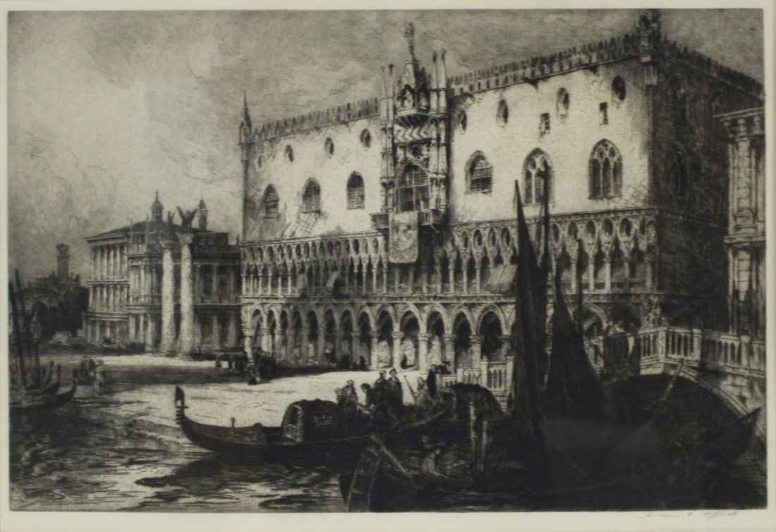 Signed Framed Print: Pencil signed lr rt and from a Westchester estate . - Dimensions: F25" x 33" print 17" x 24.5"