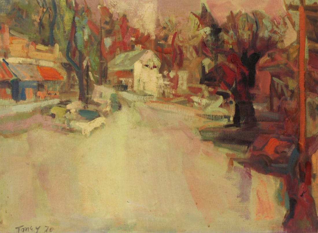 ANTHONY TONEY ( USA 1913 - 2004): "Greely House". Oil on canvas signed and dated '70. With ACA Gallery label. From a Riverdale NY estate. - Dimensions: 19" x 26" & Frame 24" x 31"