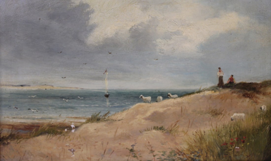 UNSIGNED Oil On Board.: Seascape, oil on board, apparently unsigned. From an Ossining NY estate. - Dimensions: 7" x 11" & Frame 13" x 18"