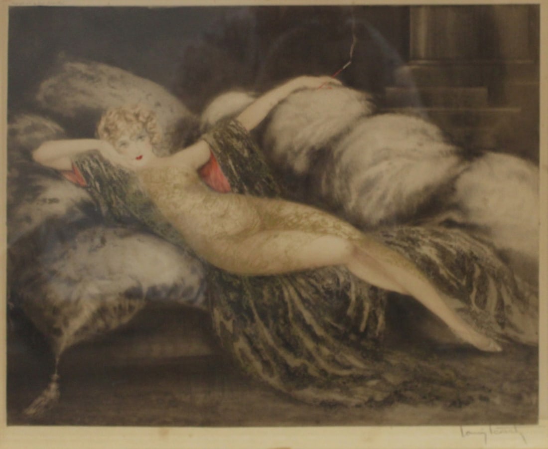 LOUIS ICART Framed & Signed Print: Signed. From a Westchester NY estate. - Dimensions: 16" x 19.5" & Frame 23" x 27"