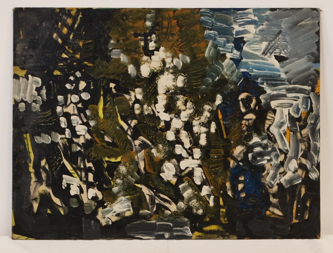 IRVING LEHMAN (UKRAINIAN / AMERICAN, 1900-1982).: Abstract, oil on board with gallery label verso. From a Westchester NY estate. - Dimensions: 18" x 24"