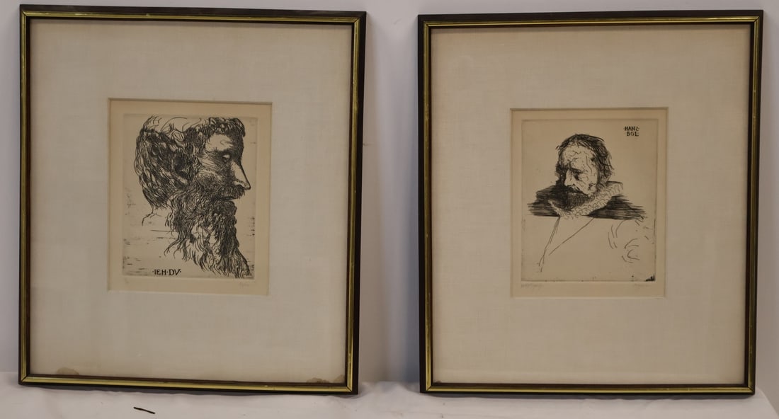 LEONARD BASKIN (US 1922 - 2000 ): 2 framed lithographs. From a Bronxville NY estate.Dimensions: 10" x 8" & 10.5" x 8.5" & Frame 21" x 18.
