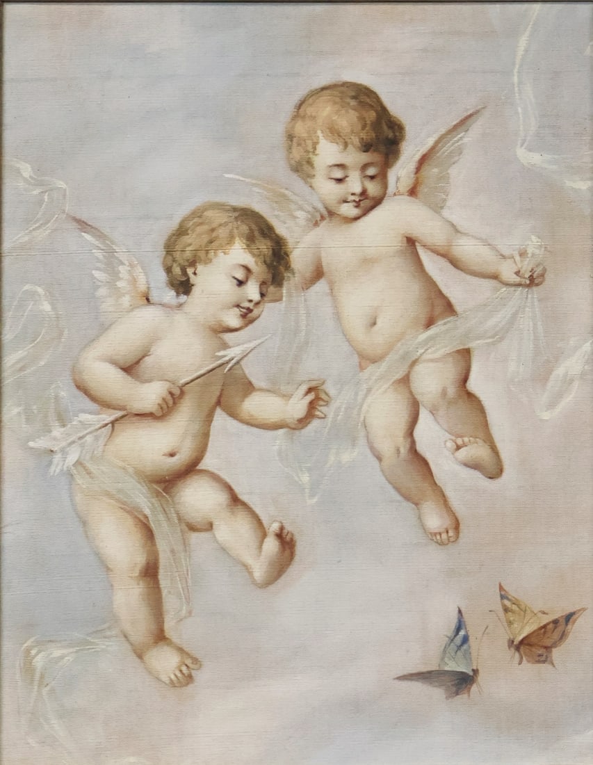 Vintage Print On Canvas.: Great framing, looks to have paint. Could be paint on canvas or print. From a Glen Head LI estate. - Dimensions: 27" x 21" & Frame 38" x 31"