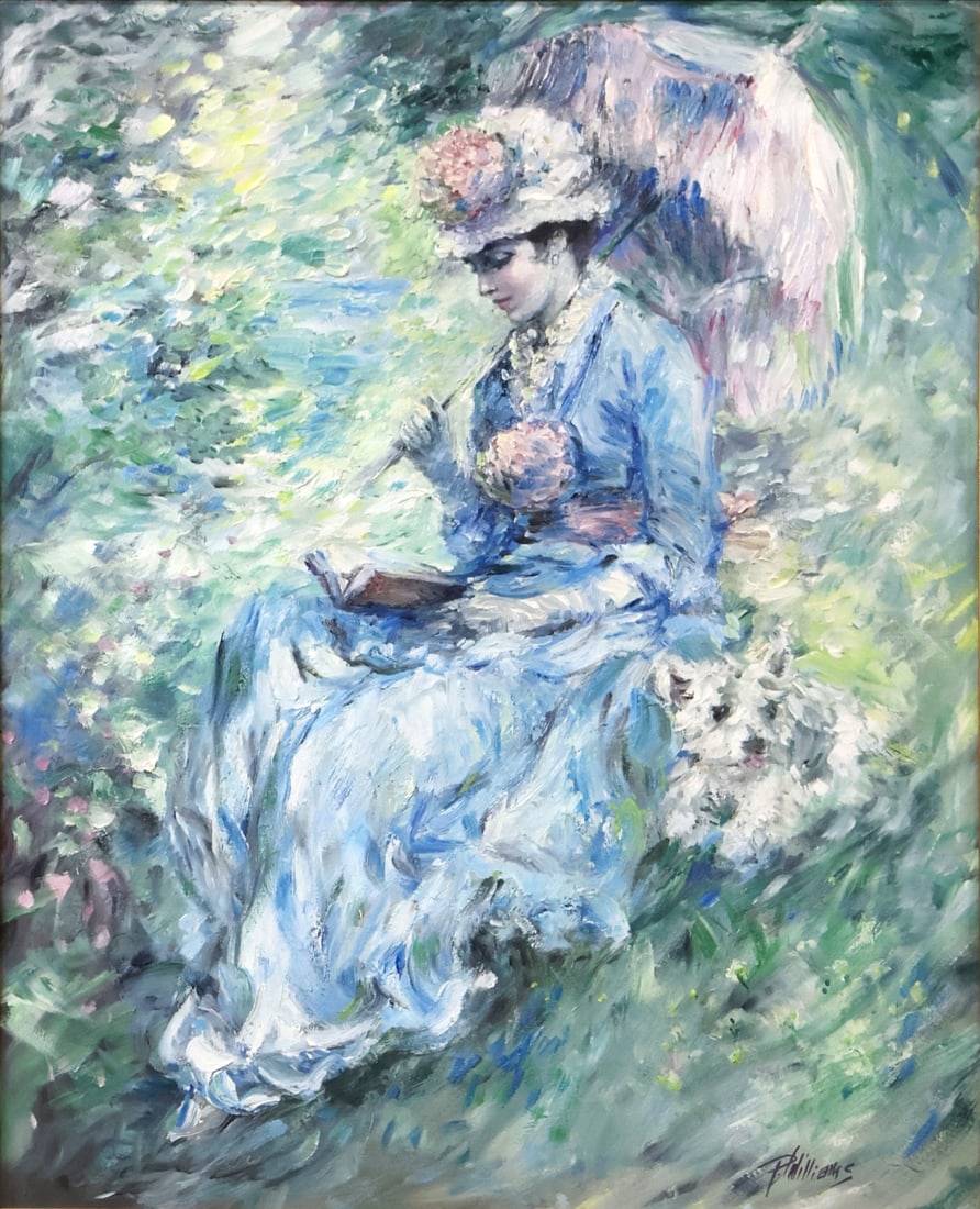 PAUL ALAN WILLIAMS (CT, 1934-2013): "Michelle". American impressionist, oil on board, signed lr rt and dated on verso. From a Glen Head, LI estate. - Dimensions: 29" x 23" & Frame 39" x 33"
