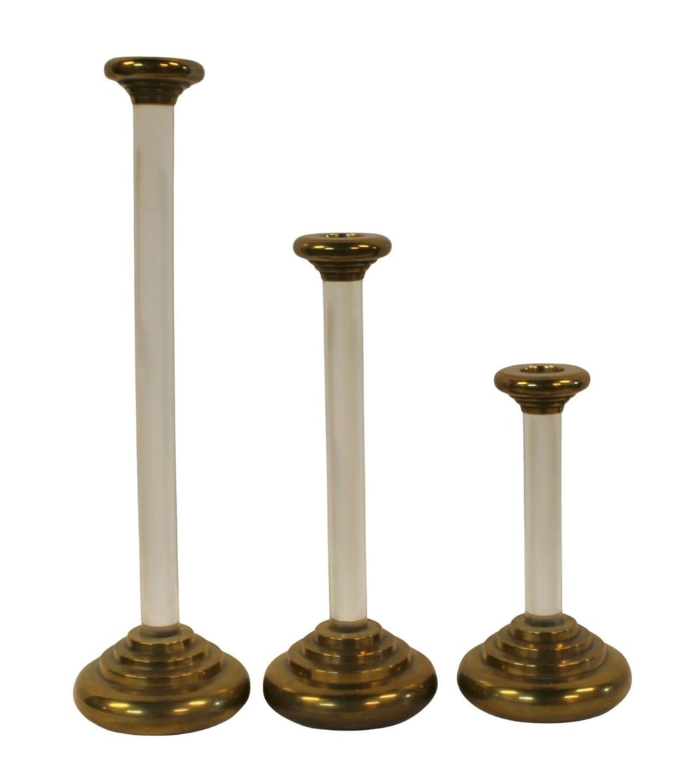 3 Vintage Lucite Candlesticks.