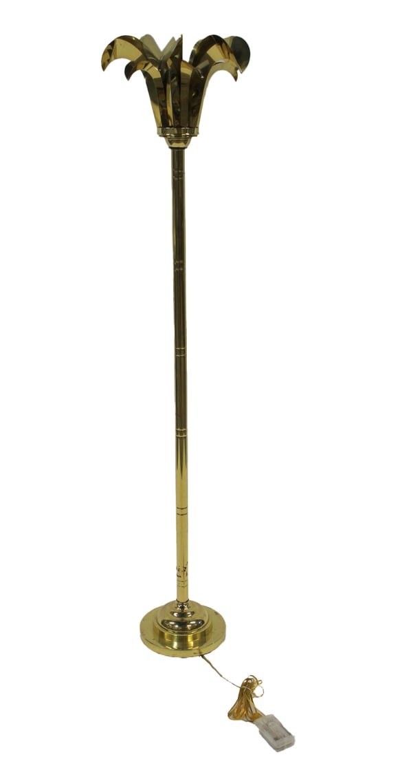 Vintage Pair of Gilt Metal Palm Tree Floor Lamps. (1 of 8)