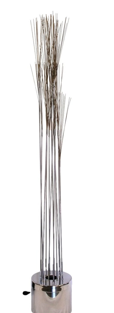CURTIS JERE Signed Chrome Wheat Sheaf Floor Lamp.: From the estate of a 50+ year antique dealer specializing in decorative arts with an emphasis on Opaline glass boxes. - Dimensions: 72" h.