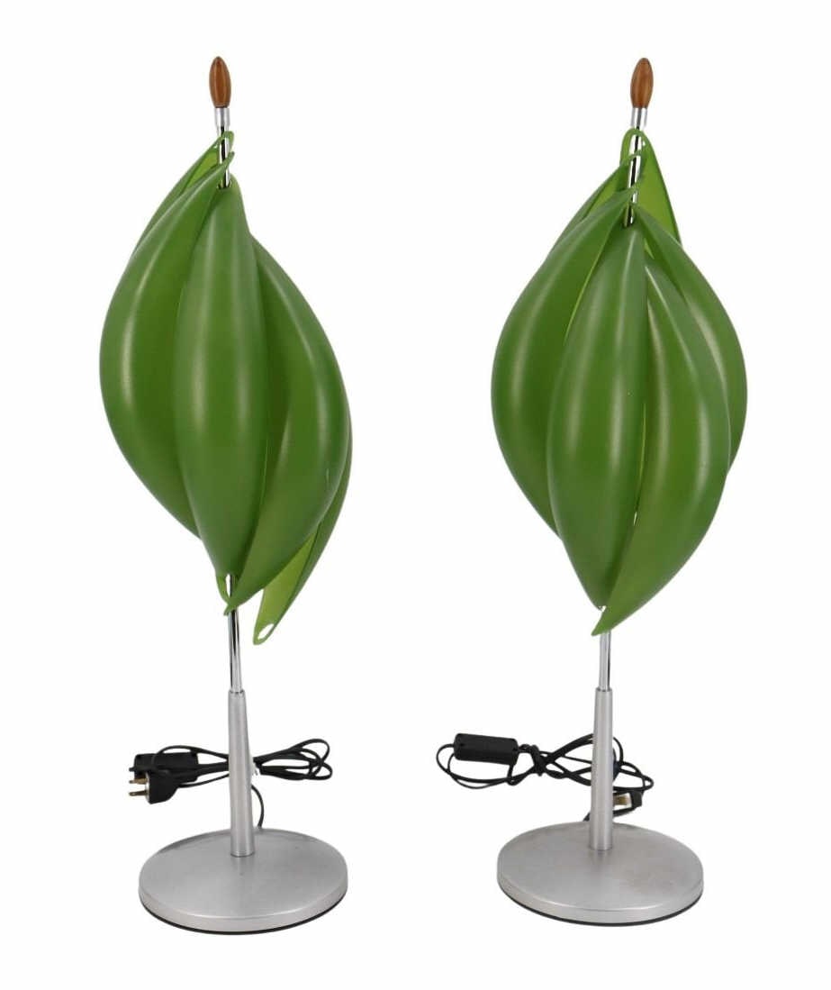 Midcentury Pair of Avocado Lamps.