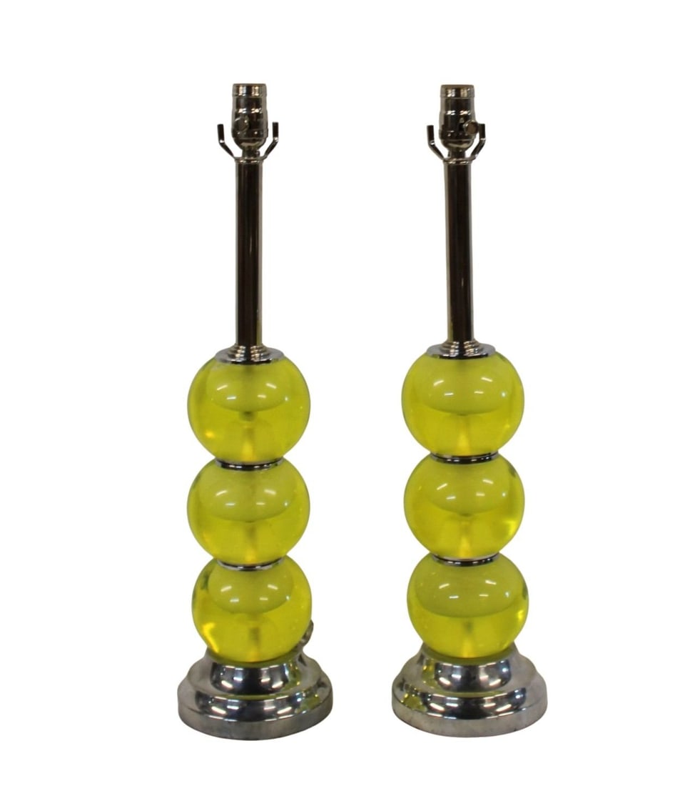 Pair of Murano Glass Lamps on Chrome Bases. (1 of 5)