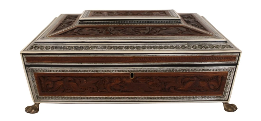 19th Century Indian Sandalwood Sewing Box. (1 of 8)