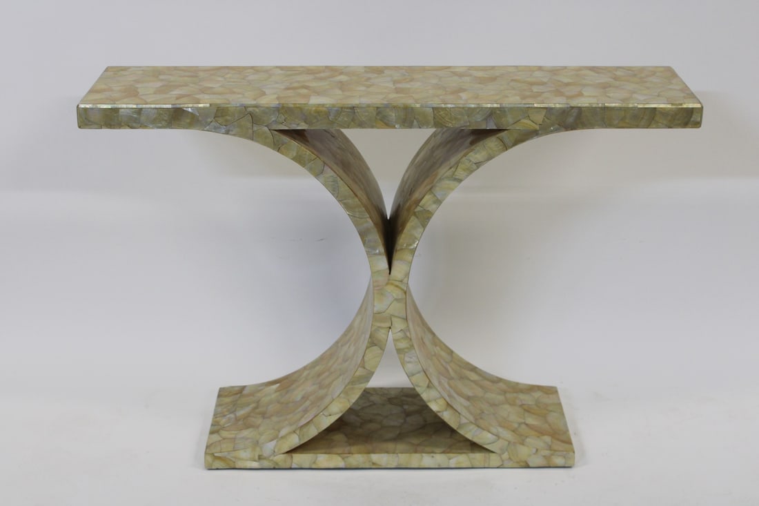 Midcentury Abalone Shell Console Table. - 2