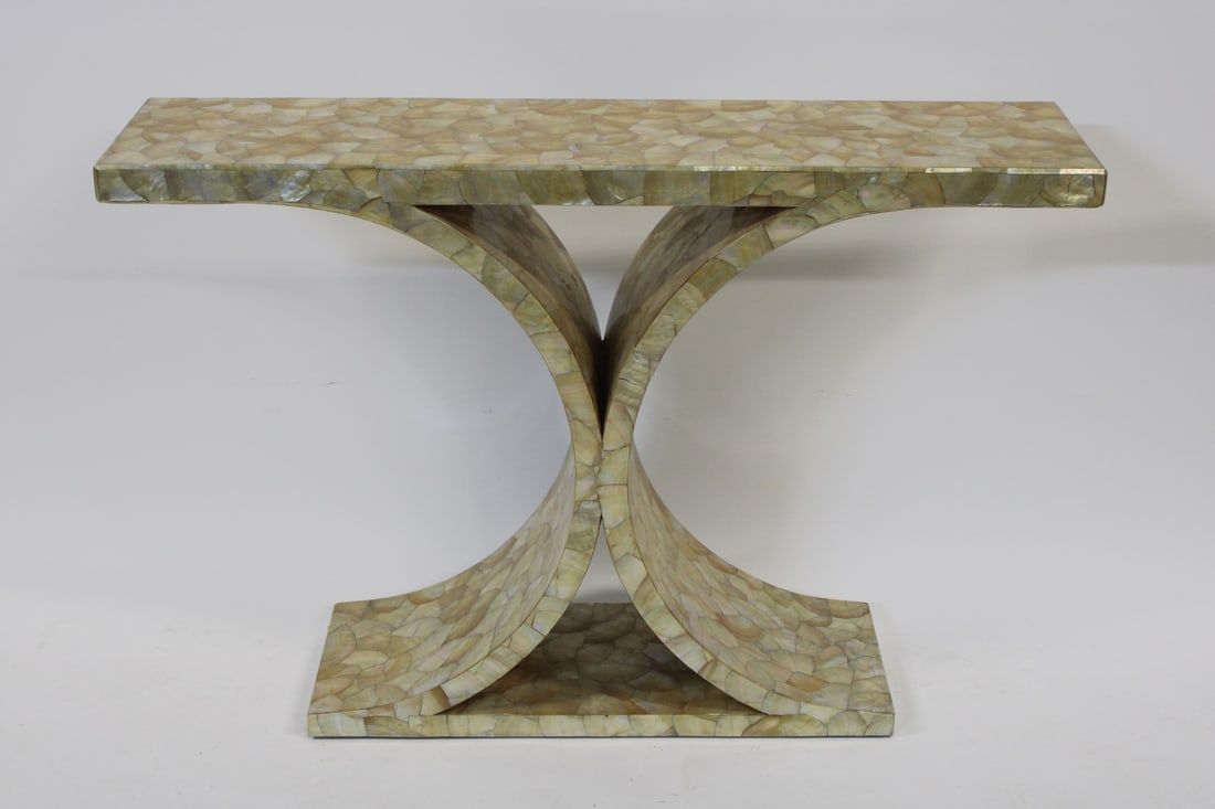 Midcentury Abalone Shell Console Table. - 3