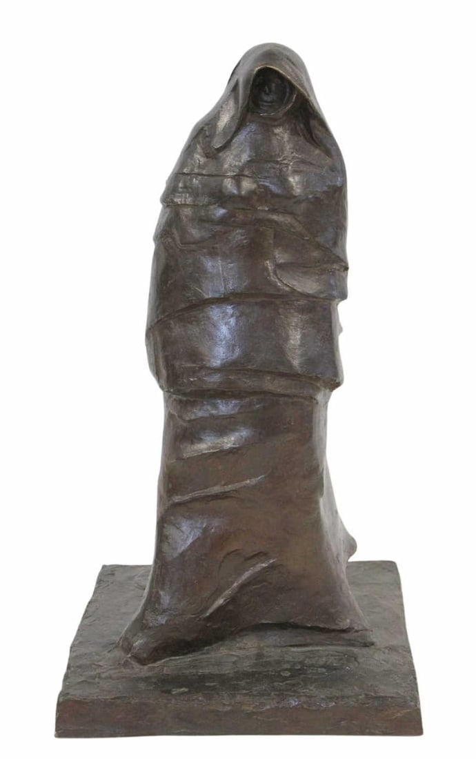 LEONARD BASKIN (American, 1922-2000).: 'Phaedra' Large signed and numbered 2 / 9 bronze sculpture. From the estate of a 50+ year antique dealer specializing in decorative arts with an emphasis on Opaline glass boxes. Dimensions: bronze scu