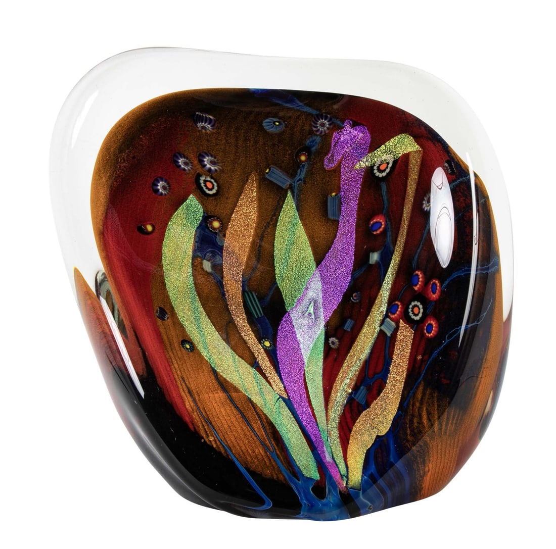 ROLLIN KARG Art Glass Sculpture.: Art Glass sculpture by American glass artist Rollin Karg of Kechi, Kansas. Mid 20th Century. From the estate of a 50+ year antique dealer specializing in decorative arts with an emphasis on Opaline gl