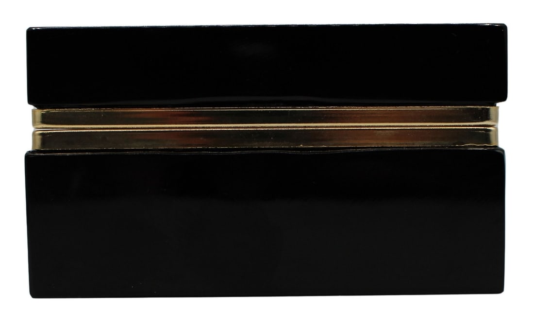 Midcentury Murano Opaline to Clear Red/ Black.: Glass Box. The glass box is of rare form with a small valley form lid. The box is accompanied by gilt metal mounts. Circa 1950's-1960's. From the estate of a 50+ year antique dealer specializing in de