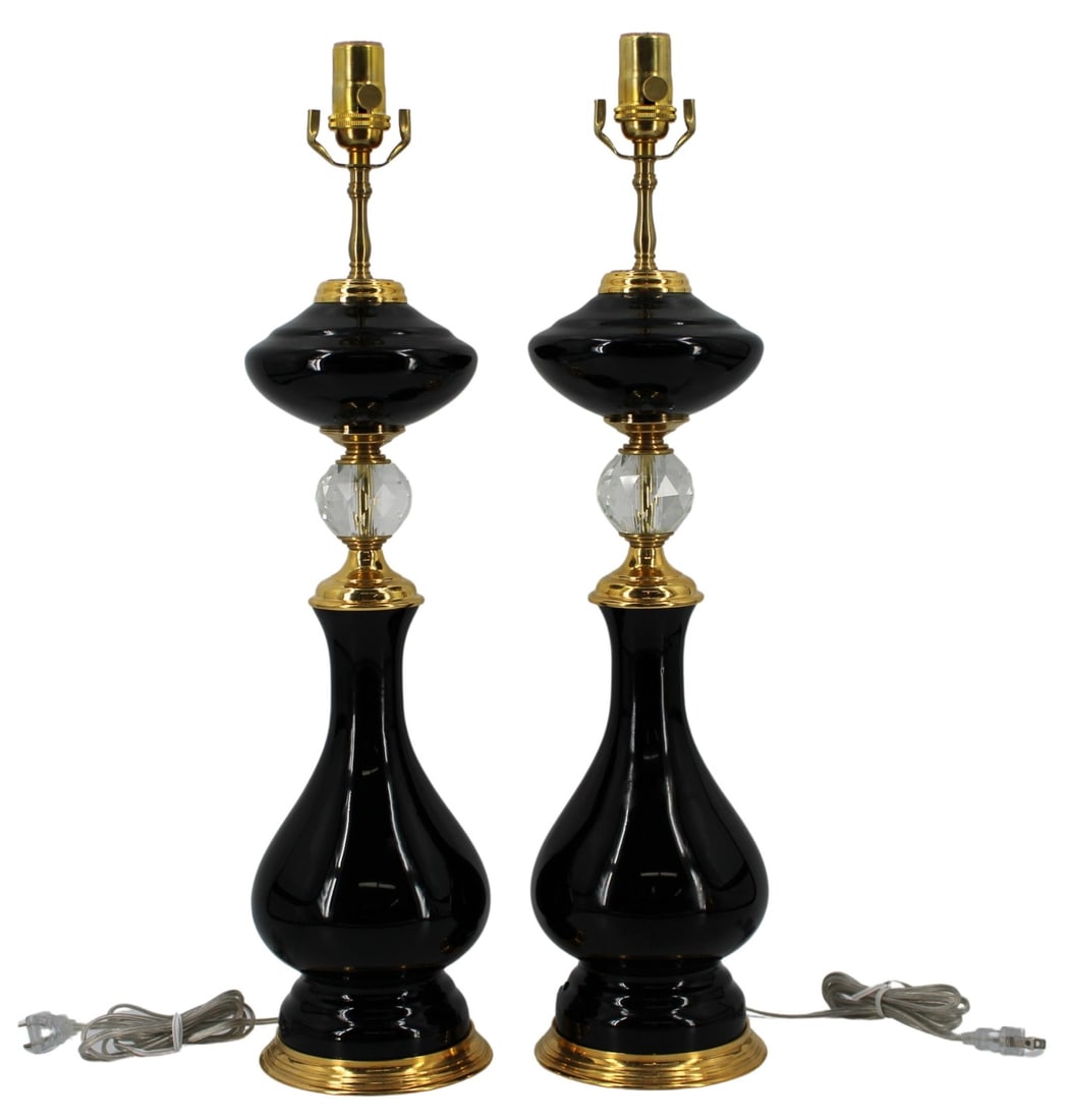 Pair of Vintage Murano Glass and Clear Lamps. (1 of 14)