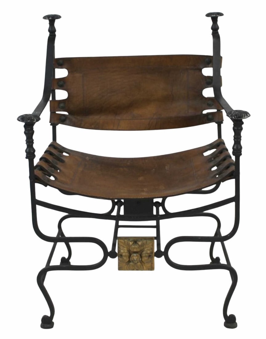 Antique Wrought Iron Savonarola Chair. (1 of 8)
