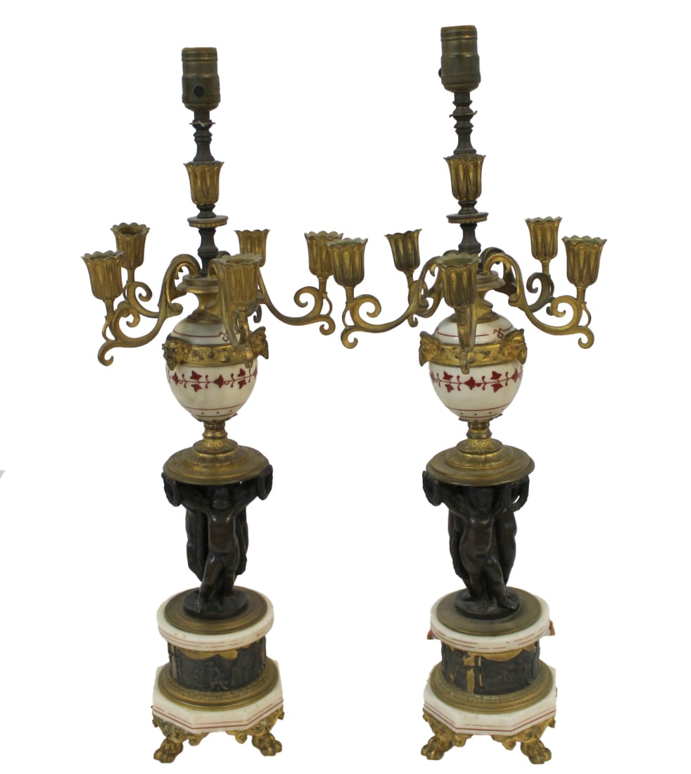 Fine Antique Pair of Gilt Patinated Bronze & (1 of 7)