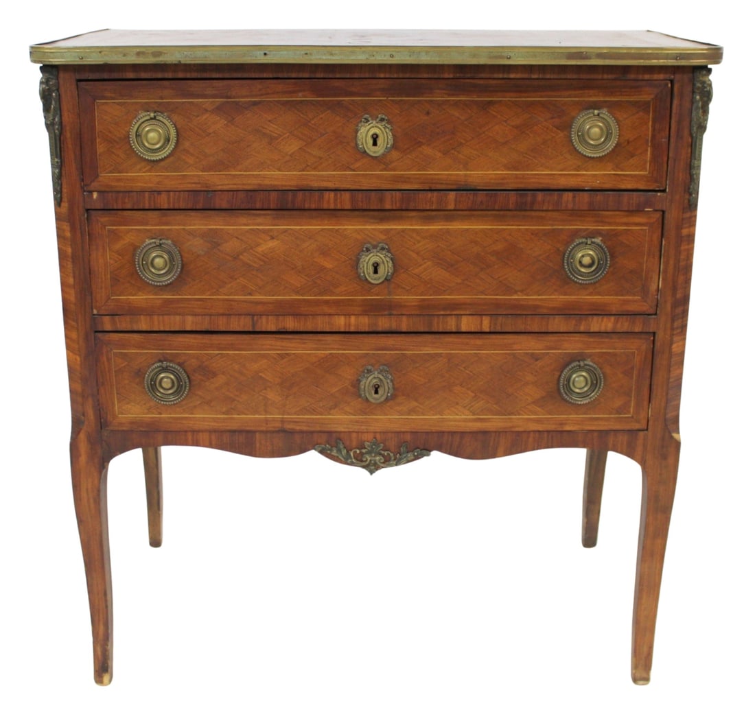 Antique Bronze Mounted Parquetry Inlaid Commode. (1 of 7)