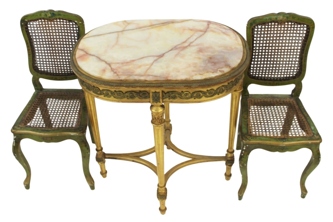 Antique Giltwood Alabaster top Table Together with (1 of 8)