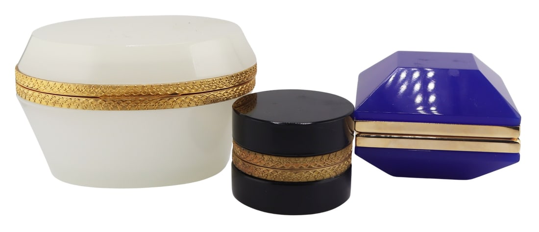 (3) Opaline or Murano Glass Boxes. (1 of 11)