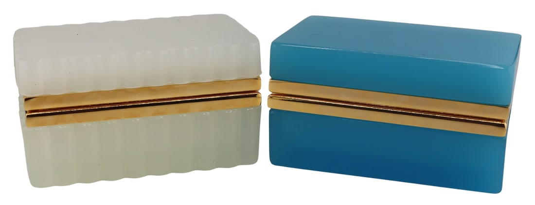 (2) French Opaline Glass Boxes. (1 of 10)