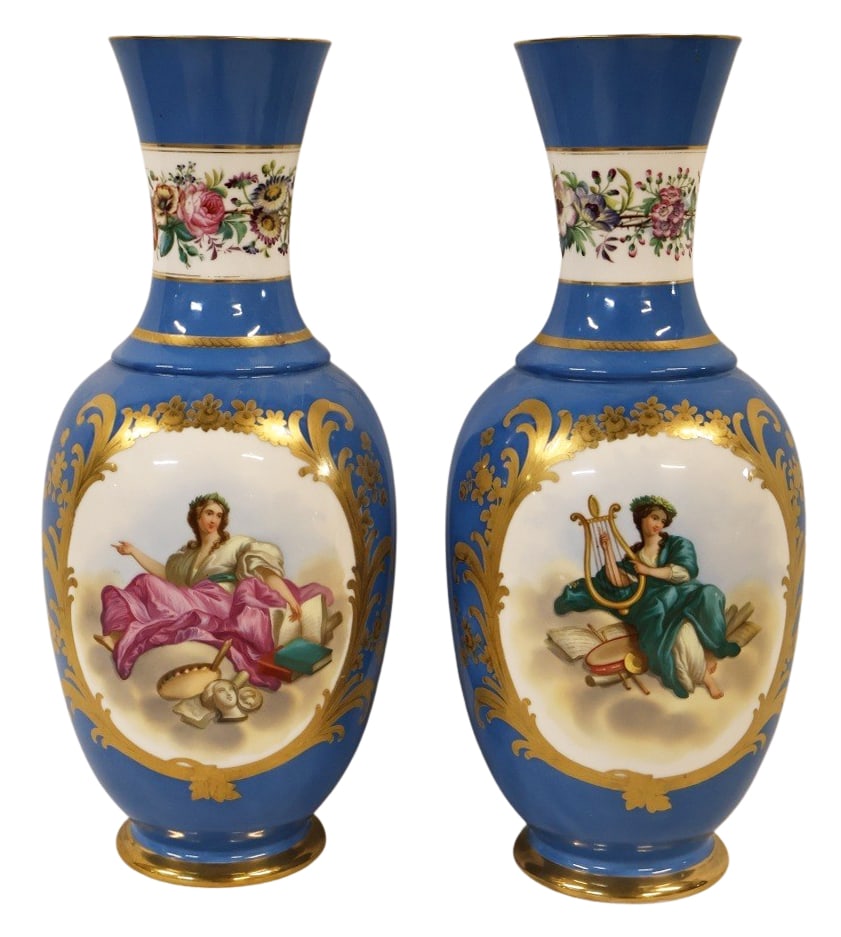 Large Antique Pair of Sevres Style Porcelain Vase. (1 of 7)