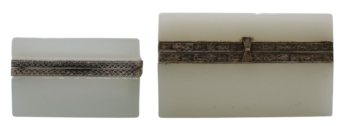 (2) White Opaline Glass Boxes with Gilt Metal (1 of 20)