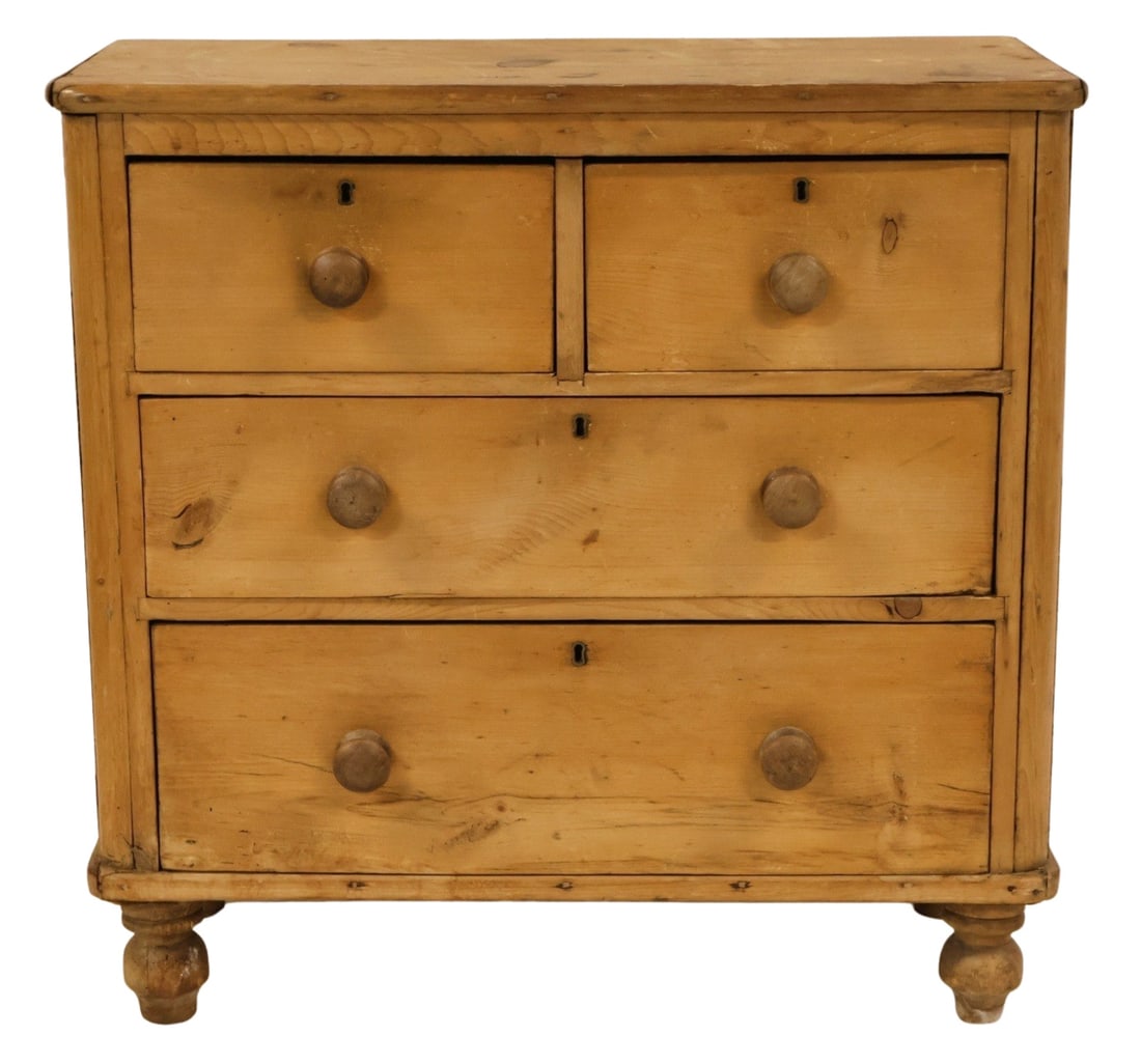 Antique Pine 2 Over 3 Drawer Chest.: From the estate of a 50+ year antique dealer specializing in decorative arts with an emphasis on Opaline glass boxes. - Dimensions: 32" x 33" x