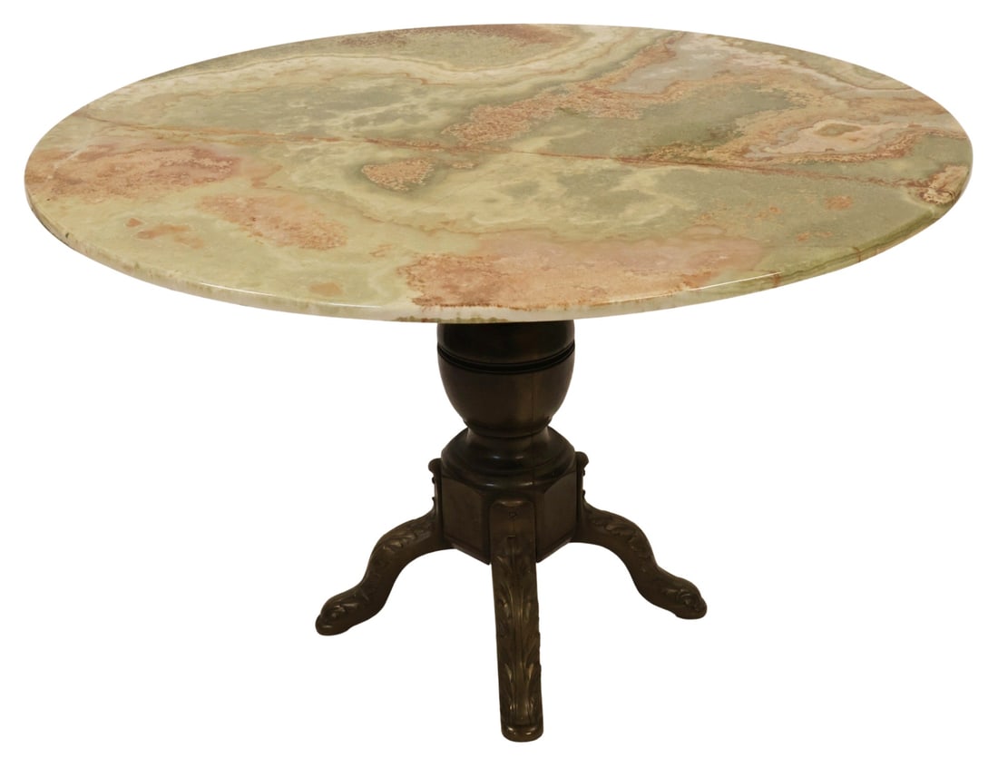 Antique Pedestal Table with Alabaster Top. (1 of 6)