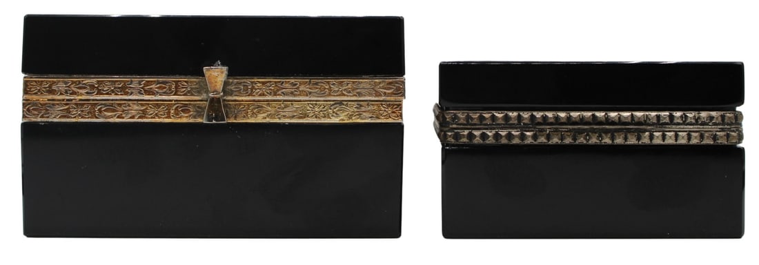 (2) Black Opaline Glass Boxes with Gilt Metal (1 of 20)