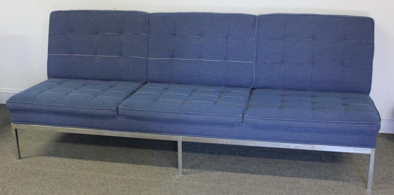 Florence Knoll Upholstered Sofa.: From a Bronx, NY home. Dimensions: 84" wide x 25" deep x 32" high. Condition: Good.