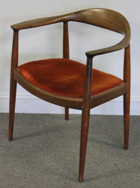 Hans Wegner for Johannes Hansen Arm Chair.: With Johannes Hansen bun mark and Knoll paper label on underside. From an East 63rd St NYC estate. Dimensions: 25" w x 20" d x 30" h. Condition: Good, used.