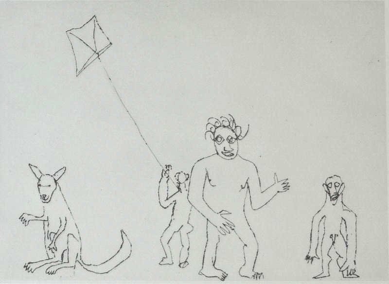 CALDER, Alexander. Etching From the "Santa Claus": Portfolio. Pencil signed lower right and numbered 113/175. Alexander Calder, American, 1898-1976. From a Yonkers, NY home. Dimensions: Plate - 13.5" high x 18.5" wide. Condition: Loose, unframed. Scat