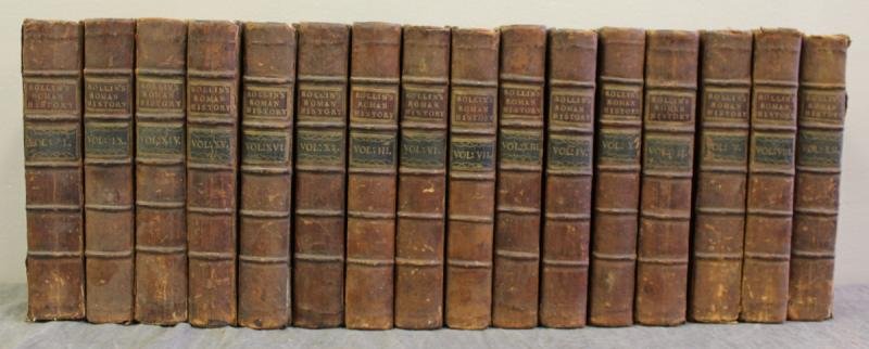 16 Volumes of Rollin's Romance History.: Rollin's Romance History printed for J. and P. Knapton. 16 of 16 volumes present. 1754 edition, stated 2nd edition. Well illustrated with maps and color plates - not collated. From a Scarsdale, NY est