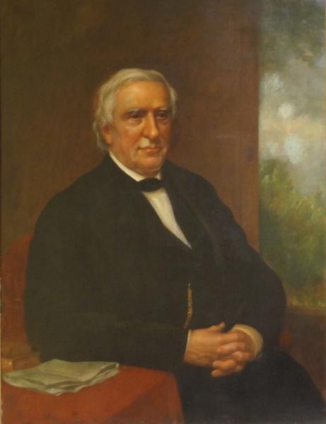 Oil on Canvas Portrait of Henry J. Williams.: Not apparently signed. Inscribed 'H.J. Williams' on stretcher verso. Plaque on frame reads 'Henry J. Williams / December 25, 1791 - March 12, 1879 / Son of / General John Williams / 1st Superintendent