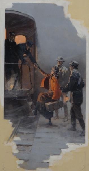 ANDERSON, Victor C. Oil on Board Story: Illustration For "The Man Without God," Ladies' Home Journal, November 1931. Signed twice - lower left and lower right, inscribed lower left. Victor Coleman Anderson, American, 1882 - 1937. From the M