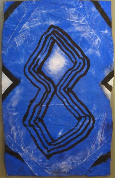 SCHUMACHER, Emil. 1968 Gouache "Minneapolis: Suite #10" or "Minnehaha (Laughing Waters)" Gouache on paper in original lucite frame made by the artist in the New York studio of Walasse Ting. Signed and dated lower center. Old printed label en ver
