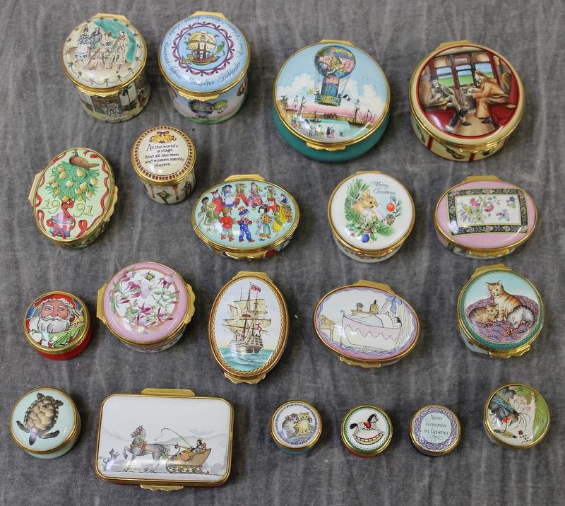 Halcyon Days Decorative Boxes.: Total of 20 boxes. From a Bedford Corners, NY estate.