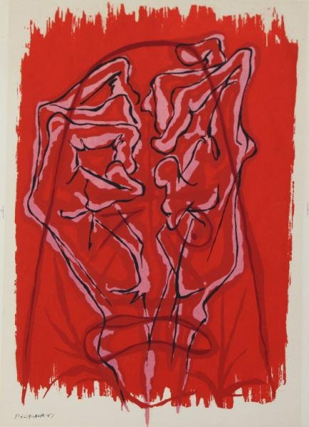 DECARAVA, Roy. 1947 Silkscreen "Hands.": Possibly hand signed (?) and dated in ink lower left. Roy DeCarava, African American, 1919-2009. From a Fairfield, CT home. Dimensions: Image - 13.5\" high x 8.5\" wide, sheet - 14.5\" high x 11.5\" w