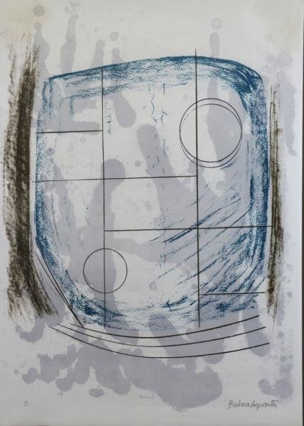 HEPWORTH, Barbara. Color Lithograph "Cool Moon": From the Aegean Suite, 1971. Pencil signed and numbered 10/60. Barbara Hepworth, British, 1903-1975. From a Scarsdale, NY estate. Dimensions: Sheet - 31.25" high x 23" wide. Condition: Good, not exami