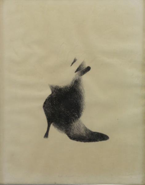 ESCOBAR, Marisol. 1964 Lithograph "Fur Shoe": Artist's proof. Pencil signed, inscribed 'Proof' and dated lower center. Marisol Escobar, French, b.1930. From a Central Park West, NYC estate. Dimensions: Sight - 24.75" high x 19.75" wide. Condition