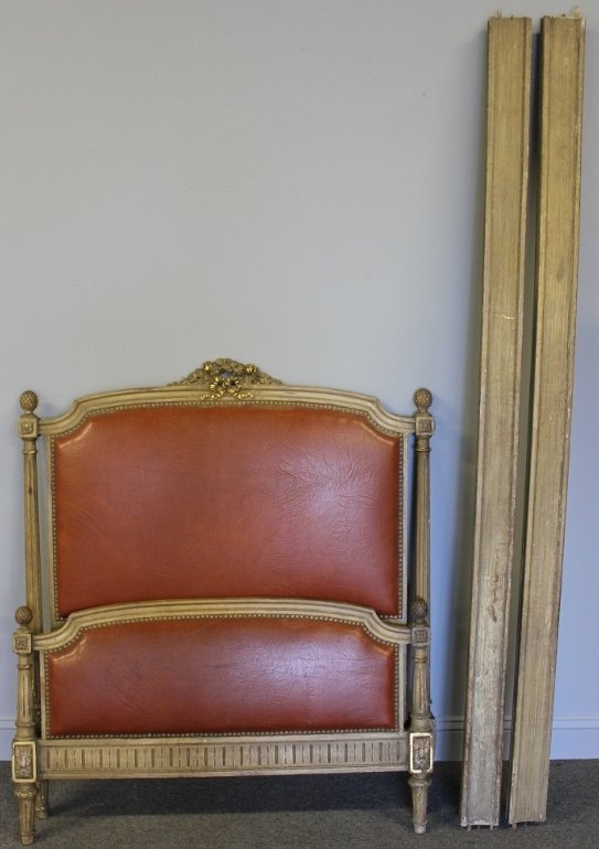 Louis XVI Style Single Bed with Upholstered: Headboard. From a Rye, NY home. Condition: Good.